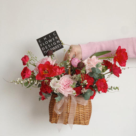 花艺 馨悦红色系花篮 商品图2