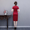 WXG-CS20-1春夏新款中式复古婚宴妈妈装醋酸旗袍裙 商品缩略图4