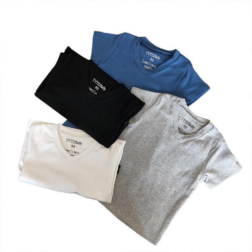 YJX-童装新款儿童短袖男女童宝宝v领纯棉打底衫 商品图3