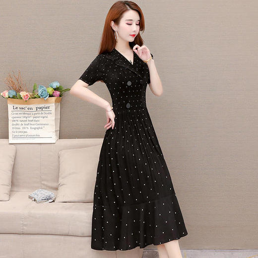YWE-QS8008新品阔太太气质高贵波点连衣裙 商品图1