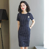 XZ8121时尚韩版修身简约条纹OL职业连衣裙（不带胸针） 商品缩略图0