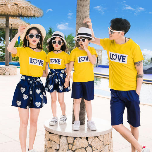 JYZ-（亲子沙滩装）清凉夏装四口母女父子洋气夏季时尚两件套装 商品图1