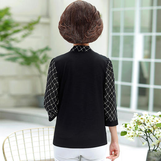 MQ-1118-2019夏装新款时尚V领蝴蝶结七分袖上衣YY 商品图3