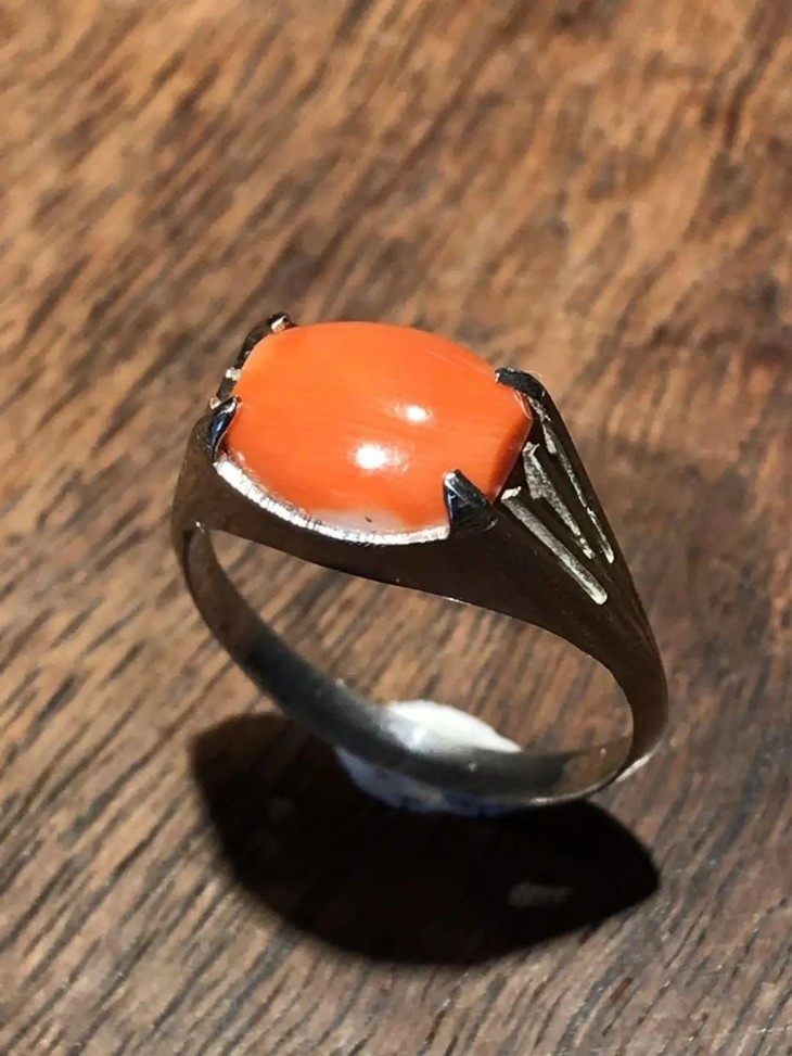 天然红珊瑚蛋面银戒指顺丰包邮