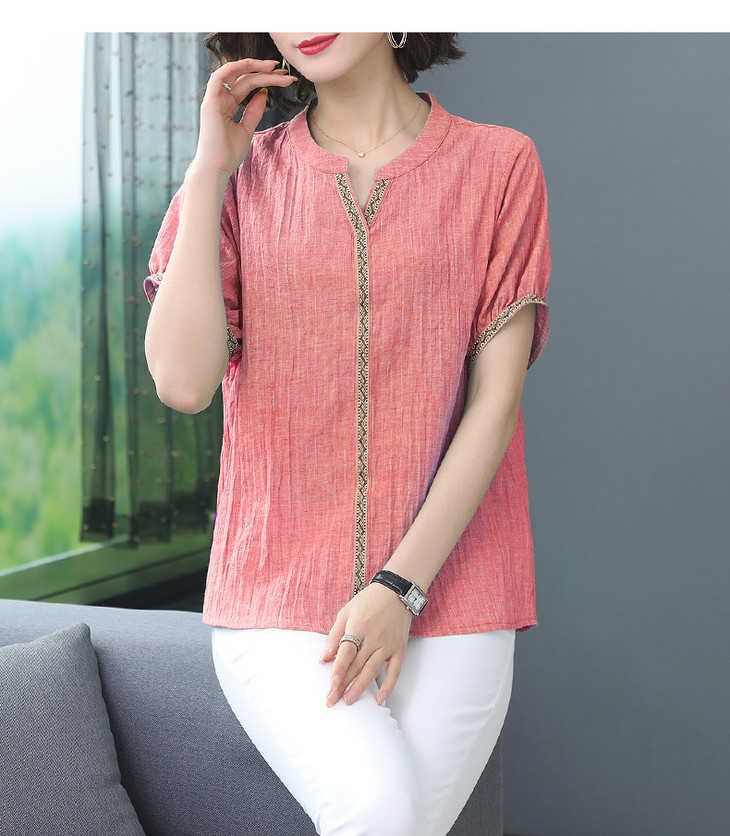 ht320767短袖t恤2020夏装新款上衣四十岁妈妈小衫衬衫洋气