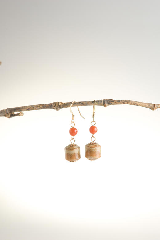 香灰烧念珠K金耳环 商品图2