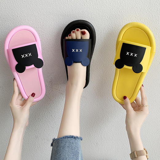 夏季拖鞋女室内外防滑浴室潮流时尚平底外穿熊头拖鞋女ZXH 商品图2