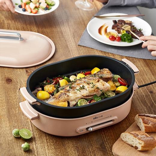 小熊（Bear）多功能料理锅 网红电烤炉烤肉锅电火锅 电烧烤炉家用无烟韩式烤盘分体式煎涮烤一体锅 DHG-A35L1 火锅盘+烤盘产地直发  商品图2