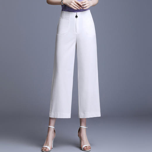 YY-YR2032夏季天丝麻直筒高腰休闲裤阔腿裤八分裤 商品图1