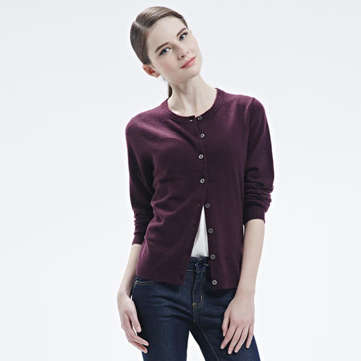 羊绒世家秋冬100%山羊绒衫女纯色宽松毛衣女开衫外套韩版羊绒衫 商品图3