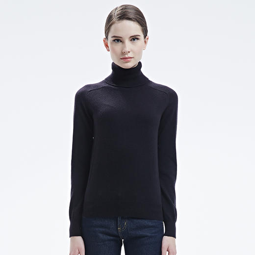 羊绒世家秋冬100%山羊绒针织衫套头女高领纯色羊绒衫内搭保暖毛衣 商品图1