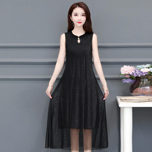 BCYD-016夏季改良百搭大码无袖背心裙修身遮肚连衣裙 商品图2