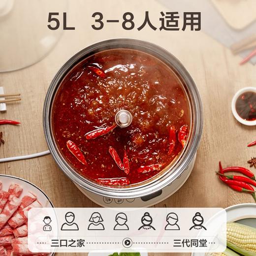 小熊（Bear）升降电火锅自动5L家用电煮锅电蒸锅电热锅多功能智能定时多用途锅DHG-A50H1产地直发  商品图4