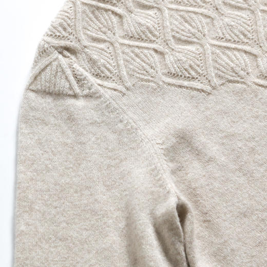 羊绒世家女秋冬新品纯色简约堆领毛衣女薄款菱形印花纯山羊绒衫女 商品图2