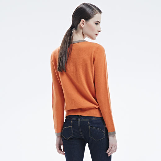 羊绒世家春秋新款圆领羊绒女开衫短款小外套女修身外搭薄款毛衣女 商品图4