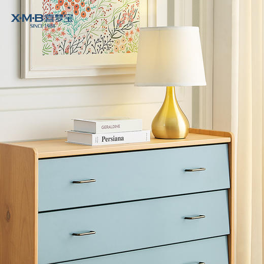 喜梦宝实木斗柜北欧简约储物柜客厅三斗柜松木客厅家具置物柜子 商品图1