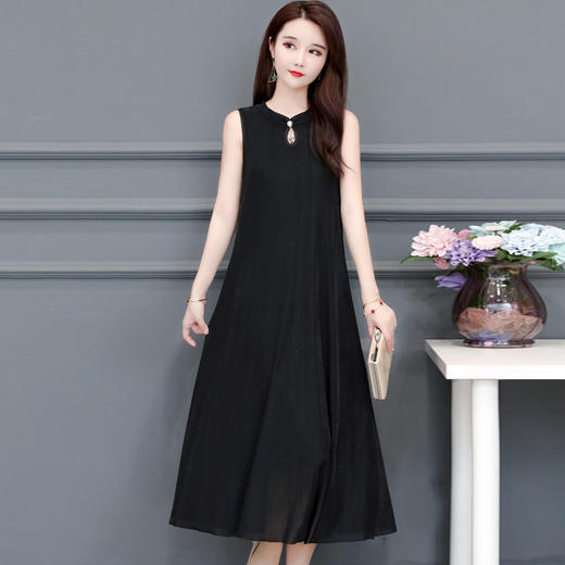 BCYD-016夏季改良百搭大码无袖背心裙修身遮肚连衣裙 商品图1