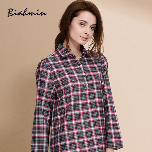 贝佳人正品春夏连衣裙舒适休闲格子衬衫连衣裙Polo衫中长裙家居服BW53720 商品图4