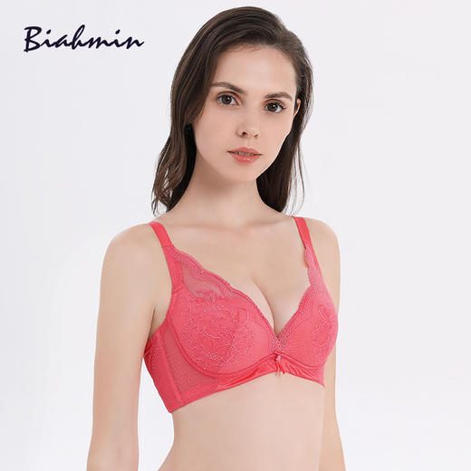 贝佳人新品秋聚拢调整型内衣小胸显大女士蕾丝花边白色胸罩BW91703 商品图2