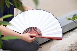 印度小叶紫檀宣纸折扇中国风古风空白扇子红木文玩绘画扇（快递包邮）
