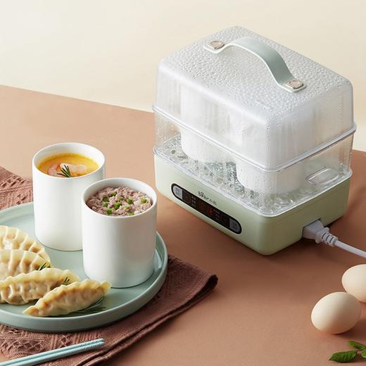 小熊（Bear）煮蛋器 电蒸锅早餐机蒸蛋器煮鸡蛋早餐锅可预约蒸鸡蛋早餐神器双层容量ZDQ-B06E1 浅绿色产地直发  商品图3