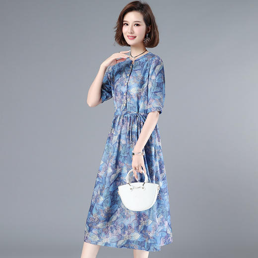 WZNH-2013-1夏季长袖中长款时尚连衣裙高腰潮流A字裙 商品图3