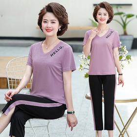 MQ-CF1977夏装新款时尚洋气短袖T恤运动两件套YY