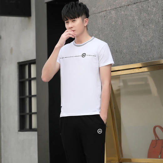 XMH-65518夏装新款靓仔装超大码运动休闲两件套装 商品图0