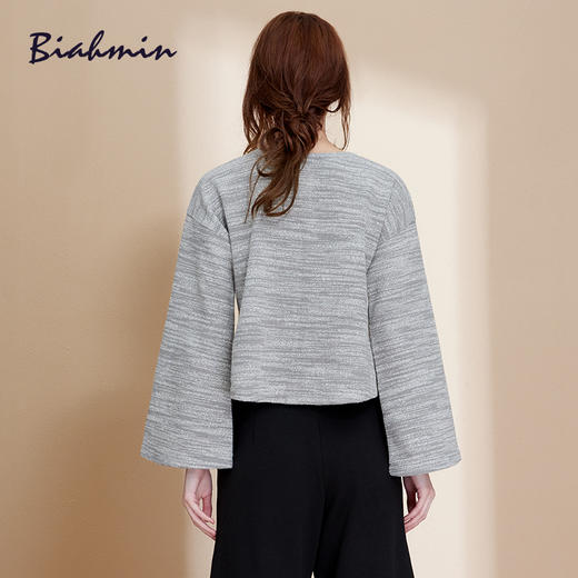 贝佳人正品时尚简约九分袖居家便服套头圆领宽松舒适休闲T恤上衣BW51739 商品图3