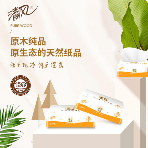 【橙意满满】清风纸巾24包/箱 原木纯净 归于自然 整箱包邮 手纸 手帕纸 纸抽 面巾纸 商品图2