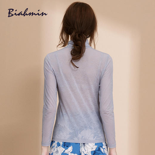 贝佳人正品新品简约舒适薄款纯色长袖修身显瘦高领打底衫T恤上衣BW51732 商品图4