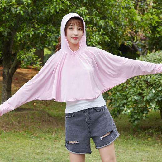 新款带口罩女防晒衣防紫外线透气冰丝衫长袖薄外套T13斗篷款防晒衣夏日必备 商品图12