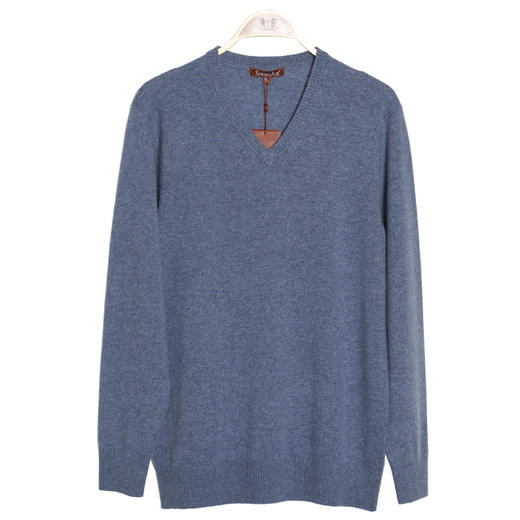 羊绒世家秋冬新款V领男羊绒衫商务休闲套衫宽松薄款鸡心领毛衣男 商品图5