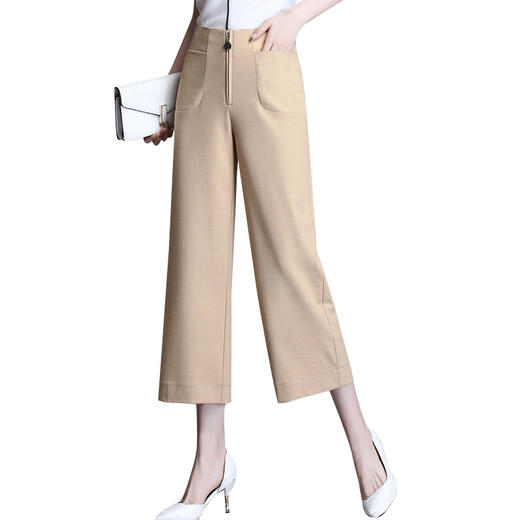 YY-YR2032夏季天丝麻直筒高腰休闲裤阔腿裤八分裤 商品图4