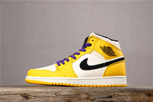 乔丹/Air Jordan AJ1 aj1 乔丹1代 乔1 乔丹1代中帮系列 Air Jordan 1 Mid "Lakers" 货号：852542-700 乔1 aj1 中帮白黄湖人 中帮湖人 商品图5