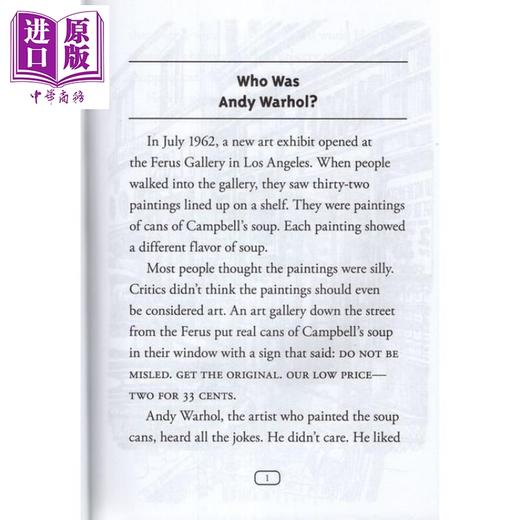 【中商原版】谁是安迪·沃霍尔？Who Was Andy Warhol? 儿童科普文学 章节书 桥梁书 7~12岁 英文原版 小初读物 Who was 系列 商品图4