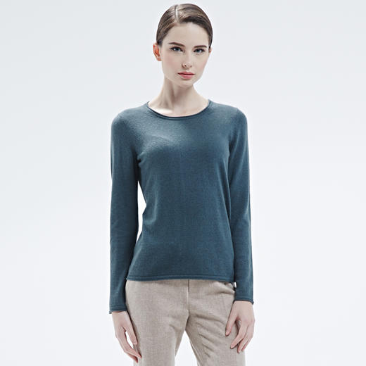 羊绒世家秋冬圆领纯山羊绒衫女套头毛衣直筒宽松多色薄内搭针织衫 商品图7