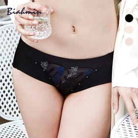 贝佳人正品刺绣网布透气内裤薄舒适中低腰平角裤女士收腹包臀底裤
