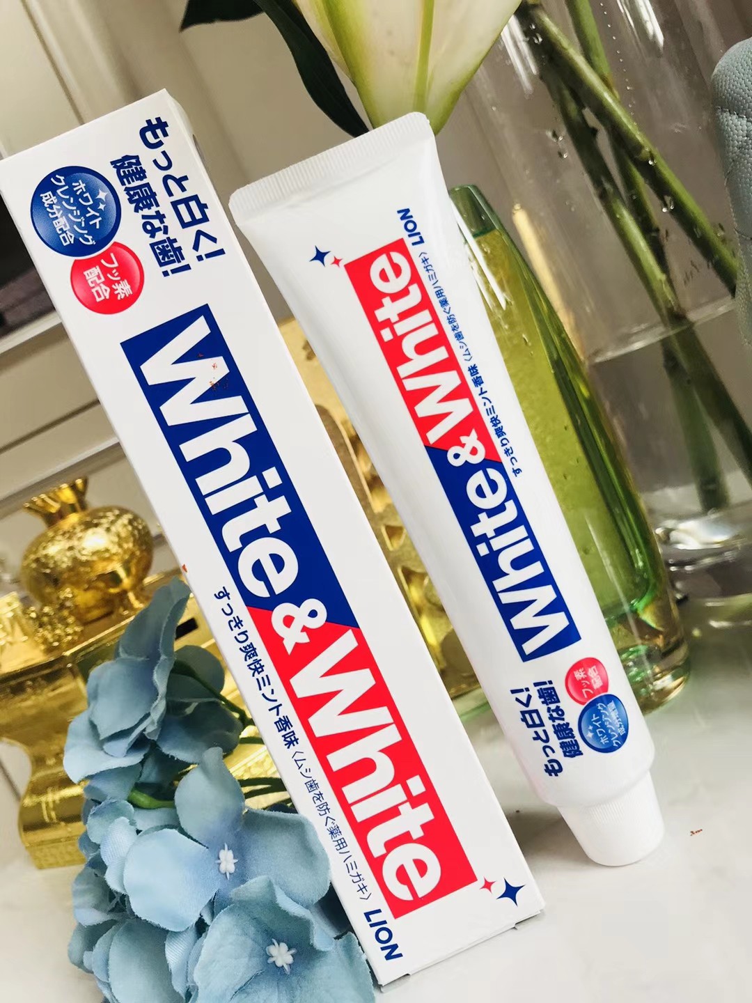 lion/狮王日本本土版white大白牙膏150g 亮白牙齿 去黄牙垢去牙烟渍