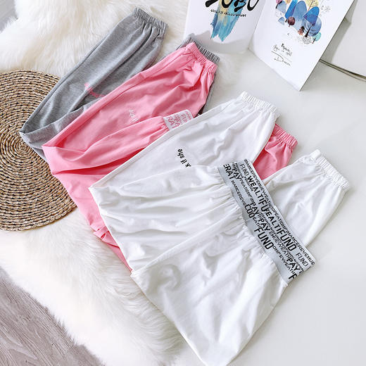 QY-8919夏季欧货新款字母松紧腰宽松哈伦休闲裤 商品图4