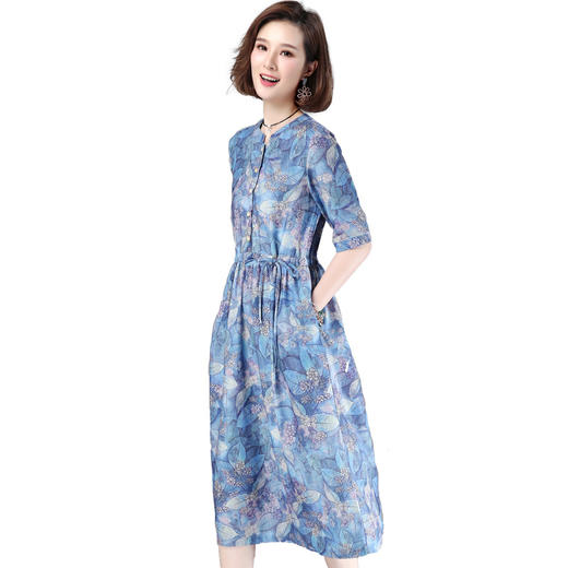 WZNH-2013-1夏季长袖中长款时尚连衣裙高腰潮流A字裙 商品图4