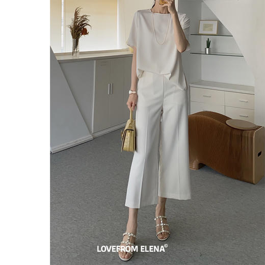 圆领短袖八分裤两件套（米白） 商品图2