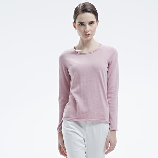 羊绒世家秋冬圆领纯山羊绒衫女套头毛衣直筒宽松多色薄内搭针织衫 商品图4