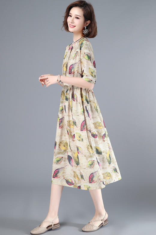 WZNH-2013-1夏季长袖中长款时尚连衣裙高腰潮流A字裙 商品图5