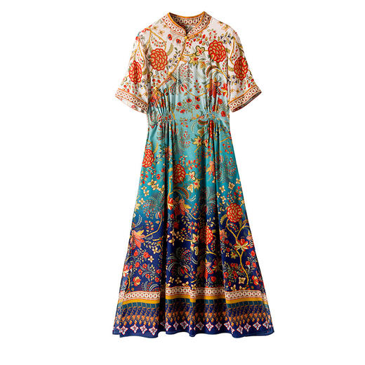 WWM 81226真丝修腰渐变色改良桑蚕丝连衣裙 商品图2