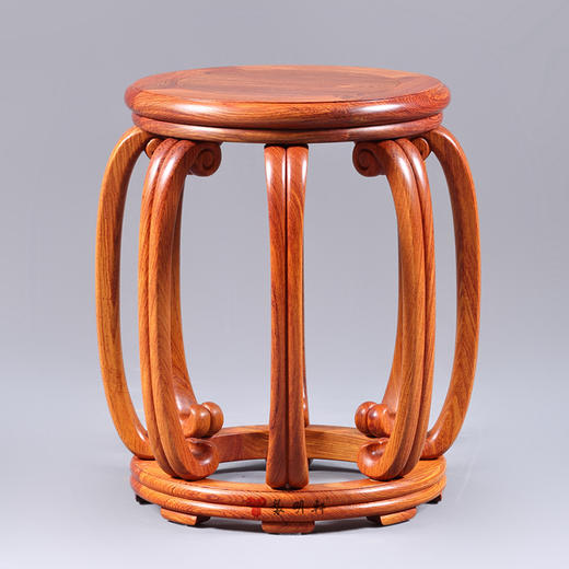 白酸枝八足圆凳1对 - 红木家总部