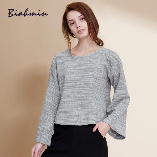 贝佳人正品时尚简约九分袖居家便服套头圆领宽松舒适休闲T恤上衣BW51739 商品图1