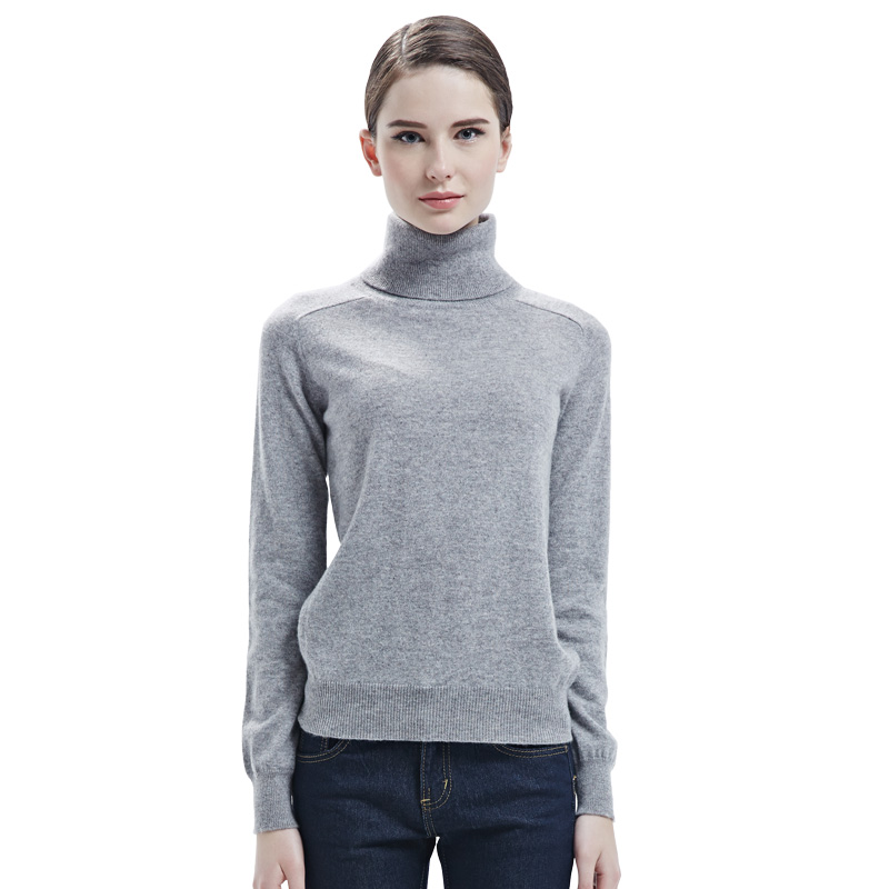 羊绒世家秋冬100%山羊绒针织衫套头女高领纯色羊绒衫内搭保暖毛衣