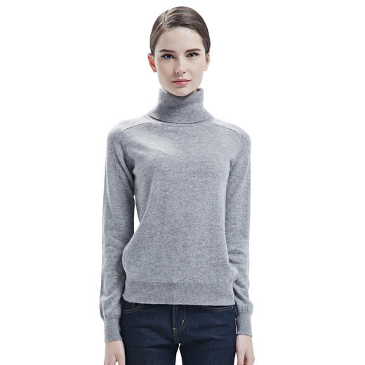 羊绒世家秋冬100%山羊绒针织衫套头女高领纯色羊绒衫内搭保暖毛衣 商品图0