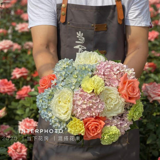 【七里香】粉色小绣球1 蓝色小绣球1 白玫瑰3 粉玫瑰3 绿色康乃馨2 黄色康乃馨2 商品图0